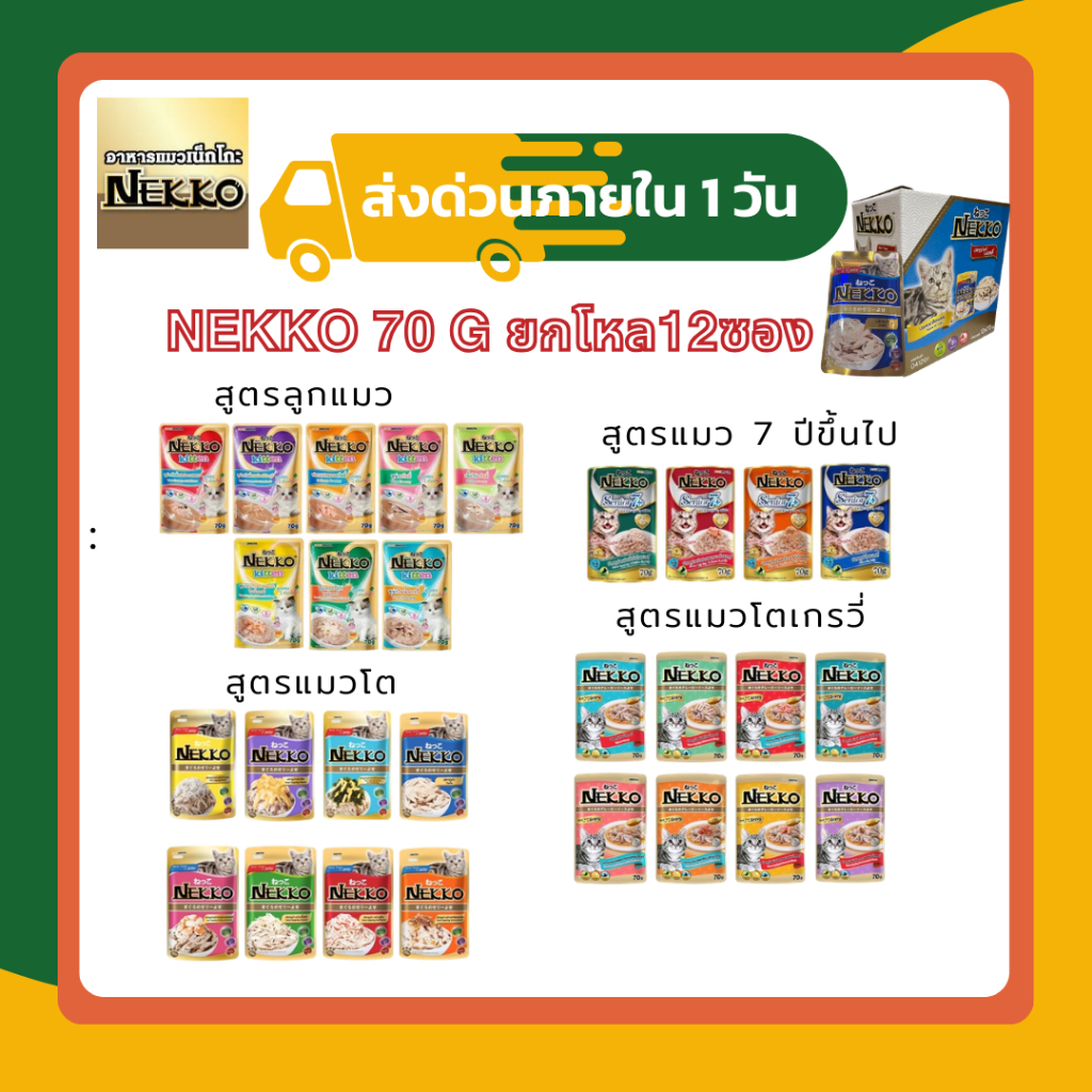 อาหารเปียก Nekko  อาหารเปียกแมว แบบ 1โหล(12 ซอง)