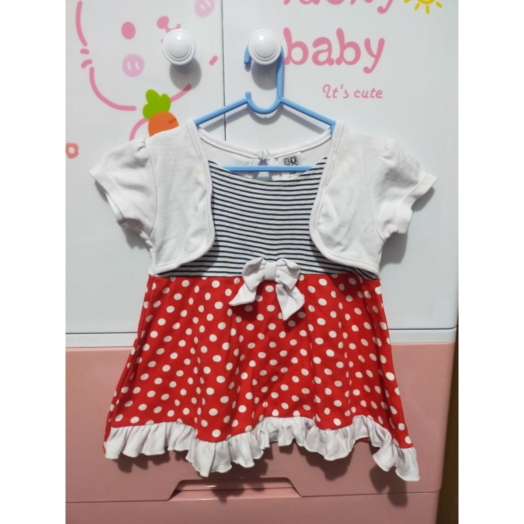 ส่งต่อ มือสอง เสื้อมินิเดรส ชุดเด็ก ป้ายBNO 24M 1-2ปี