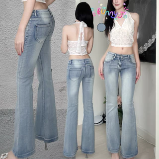 กางเกงยีนส์ขายาว ขาม้าเอวต่ำ พร้อมส่งในไทย ใส่แมชสไตล์ y2k Street เซ็กซี่สไตล์เกาหลี เนื้อผ้างานCustom พร้อมส่งในไทย