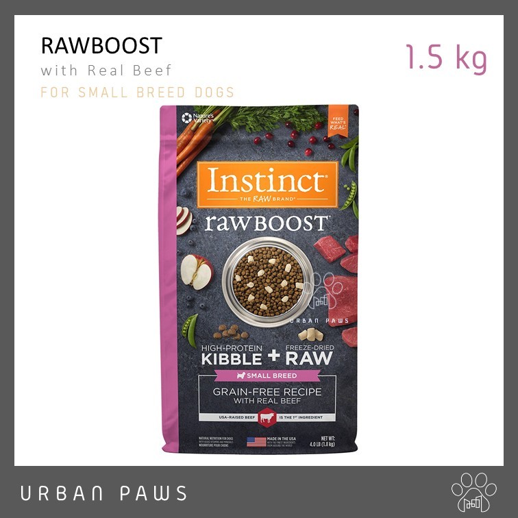 อาหารสุนัข Instinct - Raw Boost with Real Beef for small breed สูตรเนื้อวัว สำหรับสุนัขพันธุ์เล็ก 1.5 kg