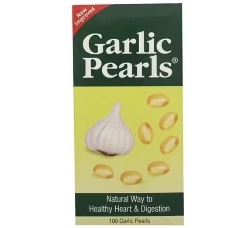 Garlic pearls น้ำมันกระเทียมสกัด 100 เม็ด หมดอายุ 30/07/2027  ลอไขมัน บำหัวใจ หลอดเลือด