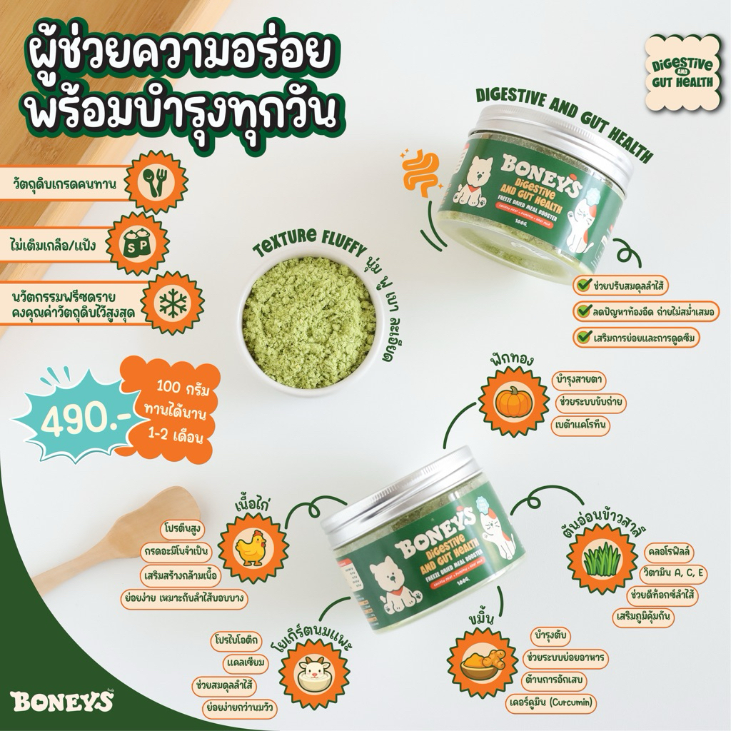BONEYS MEAL BOOSTER🦴 สูตร 💚DIGESTIVE AND GUT HEALTH 💚บำรุงระบบย่อยและลำไส้