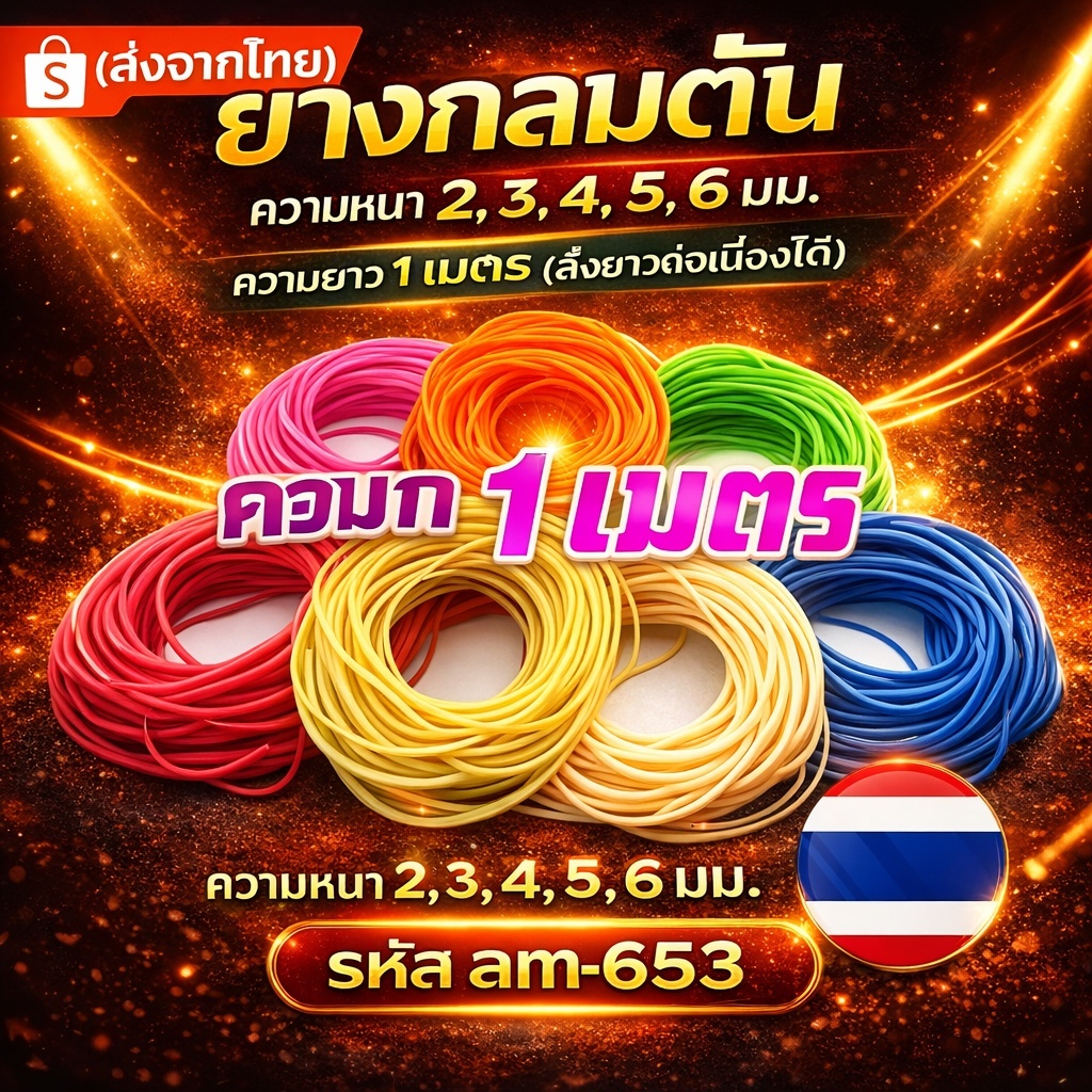 am-653(ส่งจากไทย) ยางกลมตัน ความหนา 2, 3, 4, 5, 6 มม. ความยาว 1 เมตร (สั่งยาวต่อเนื่องได้)