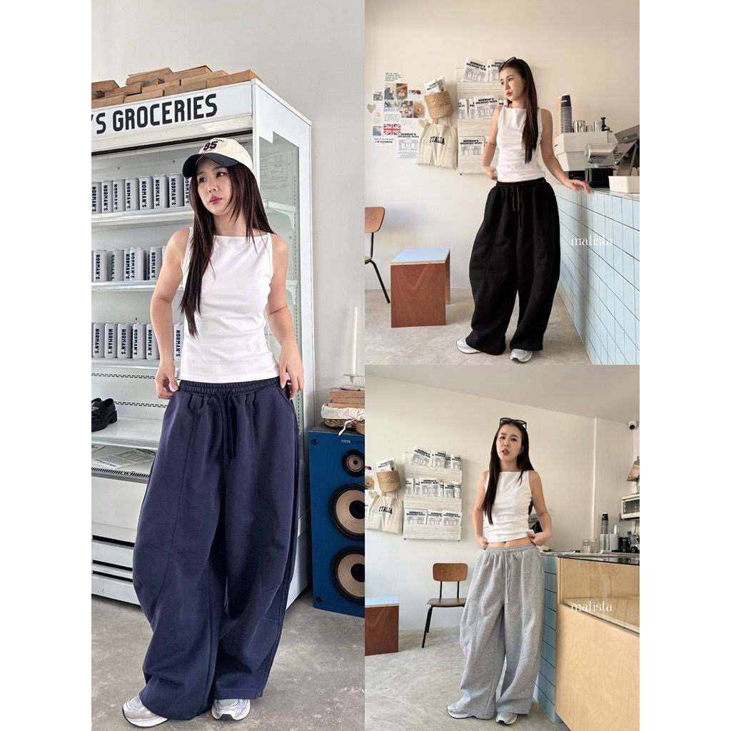 MALISTA - Locker trousers กางเกงวอมทรงBarrel