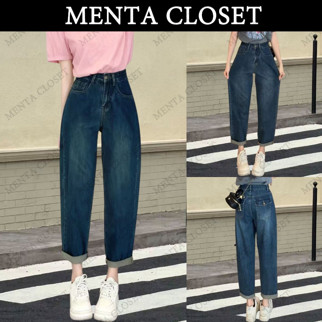 MentaCloset🖤 กางเกงยีนส์รุ่นใหม่ เอวสูงและทำให้ดูผอมเพรียว ผ้ายืดหยุ่น กางเกงขายาวแนววินเทจ S-5XL💖🩵6629