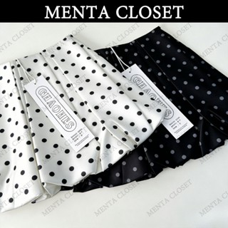🌸Mc รุ่นใหม่ฤดูร้อน กระโปรงมินิลายจุดน่ารัก สีดำและสีขาว มีซ…