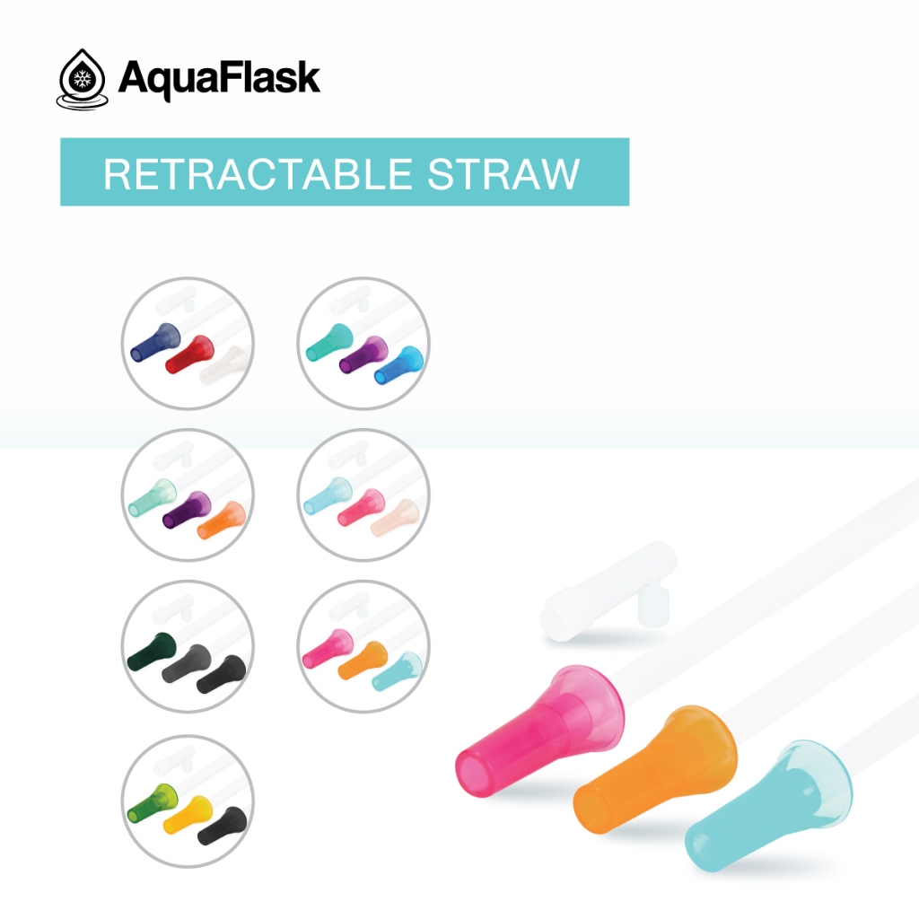 AquaFlask Retractable Straw 3pcs. - หลอดดูดน้ำแบบปรับขนาดได้ 3 ชิ้น/แพ็ค