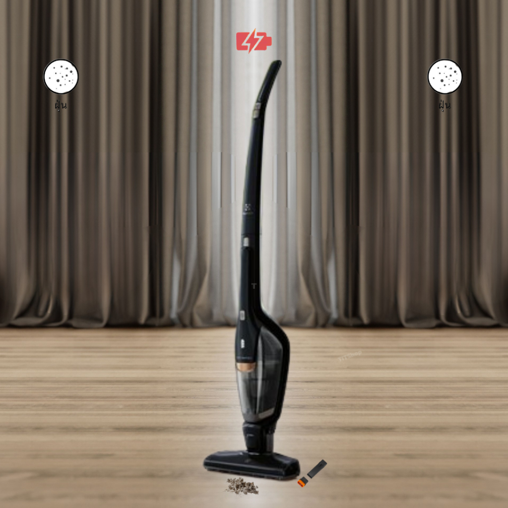 Electrolux เครื่องดูดฝุ่นชนิดด้ามจับแบบตั้งได้ ไร้สาย รุ่น ErgoRapido (ZB3501EB) ดำ สินค้าใหม่ มีประ