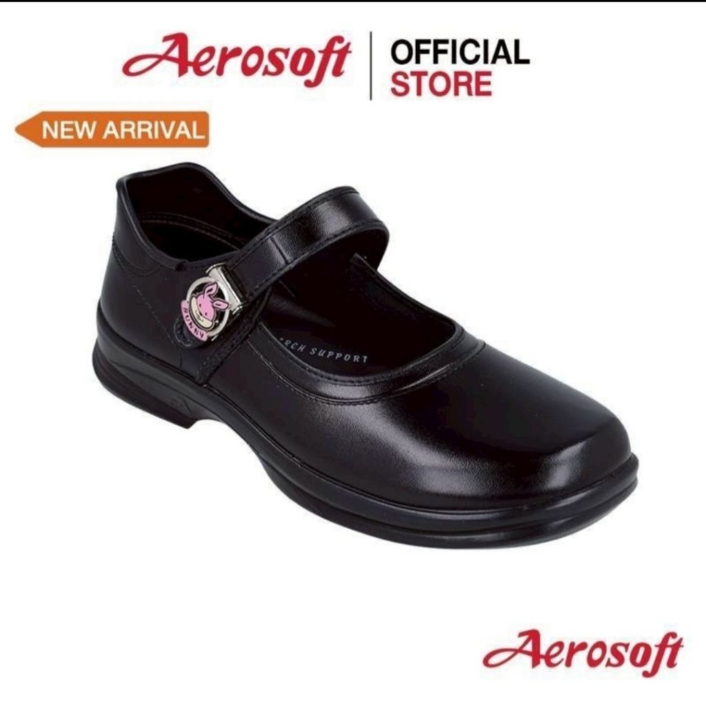 รองเท้านักเรียนเพื่อสุขภาพ Aerosoft รุ่น SG333 สีดำ พื้นนุ่มน้ำหนักเบา ใส่สบายทุกวัน มีไซส์ 34-42