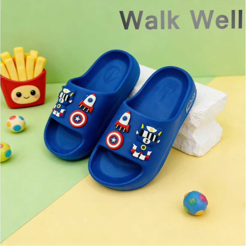 🔥Walk.Well รองเท้าหลุดเด็ก EVA กันลื่น กันน้ำ แห้งเร็ว ใส่สบาย เย็นสบาย ฤดูร้อน เล่นน้ำสงกรานต์ ไซส์ 24-35 💦