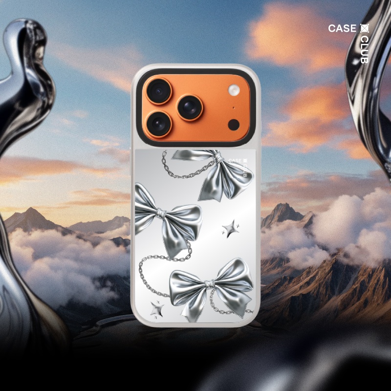 CaseClub เคสไอโฟน เคสกระจก ลาย Metallic Ribbon สำหรับ i17 Pro Max/i17 Pro/i Air/i17