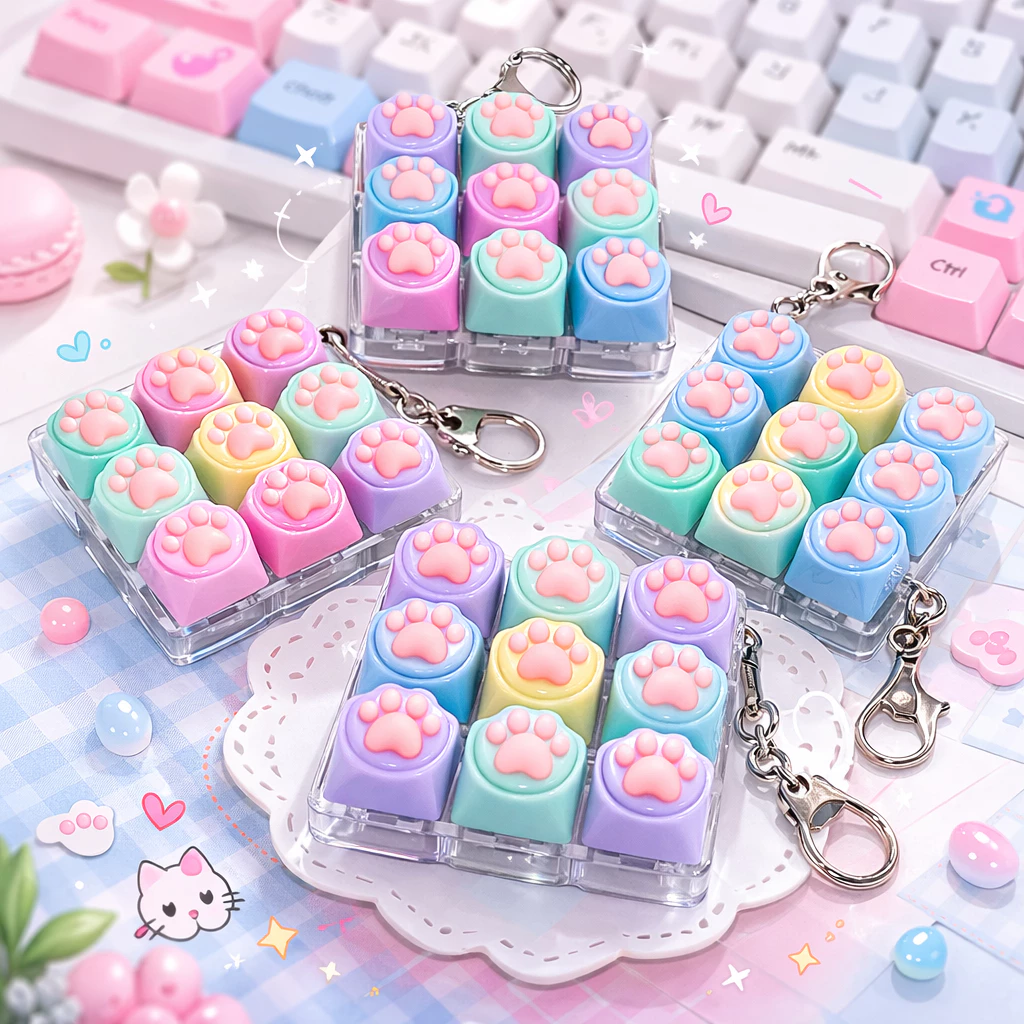 คีย์แคปอุ้งเท้าแมว สีพาสเทลละมุนใจ ASMR Pocket Keycap กดสนุก เสียงฟิน พกพาไปได้ทุกที่