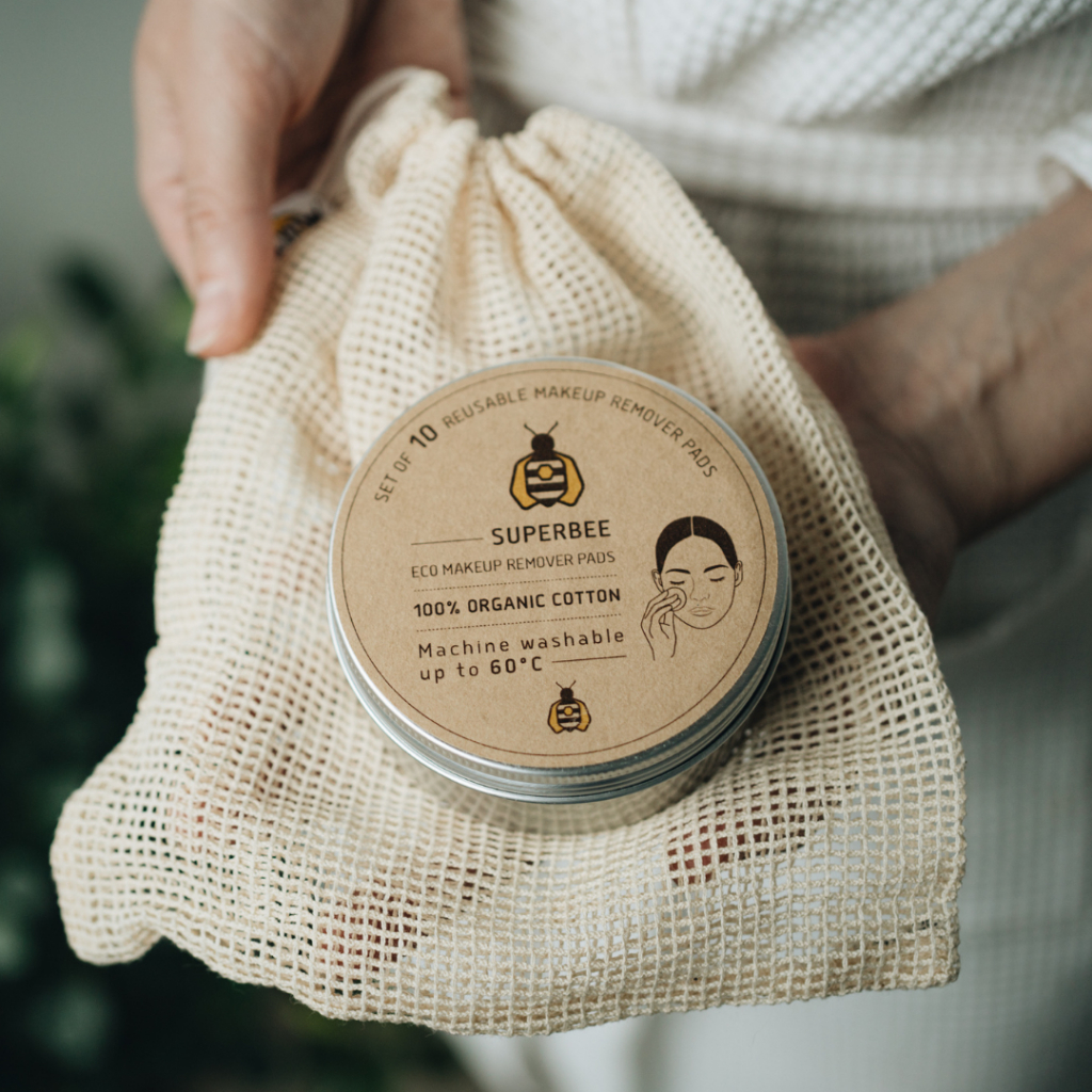 SuperBee - Reusable Cotton Rounds - 10-Pack  เซ็ต 10 ชิ้น สำลีเช็ดหน้าแบบซักได้ พร้อมถุงซักผ้าตาข่าย