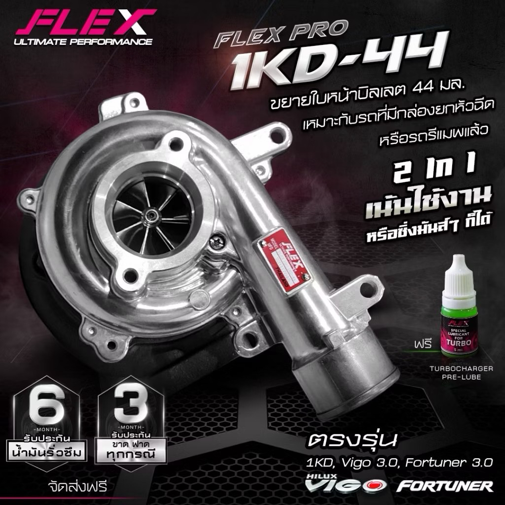 เทอร์โบ Vigo วีโก้ ฟอจูเนอร์ 3.0 Vigo/Fortuner 1KD ปาก 44 โมทั้งลูก อัพใบหลัง ปรับแต่งครีบแปรผัน โมบ