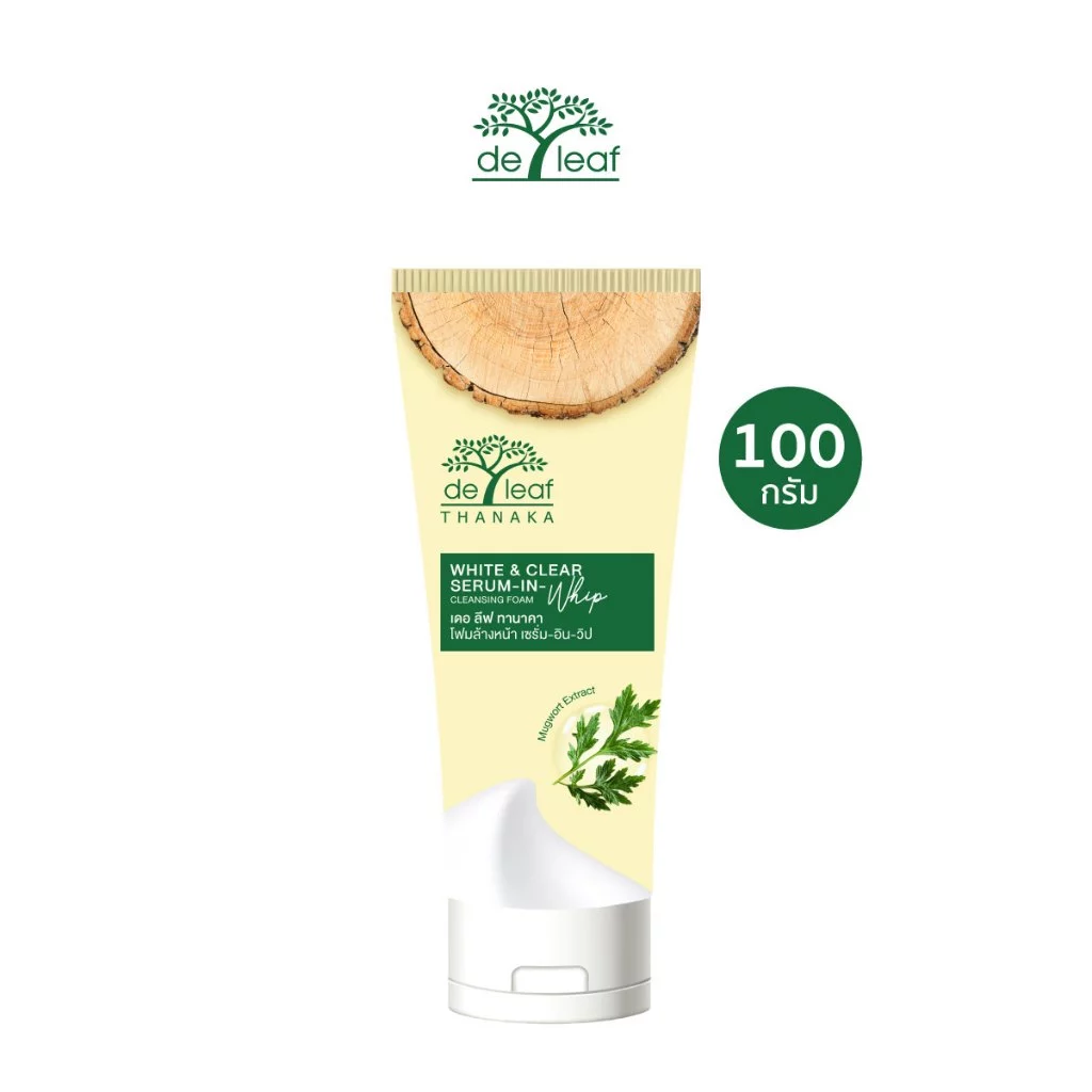 เดอ ลีฟ ทานาคา โฟมล้างหน้า ไวท์ แอนด์ เคลียร์ เซรั่ม-อิน-วิป 100 กรัม DE LEAF THANAKA WHITE & CLEAR SERUM-IN-WHIP