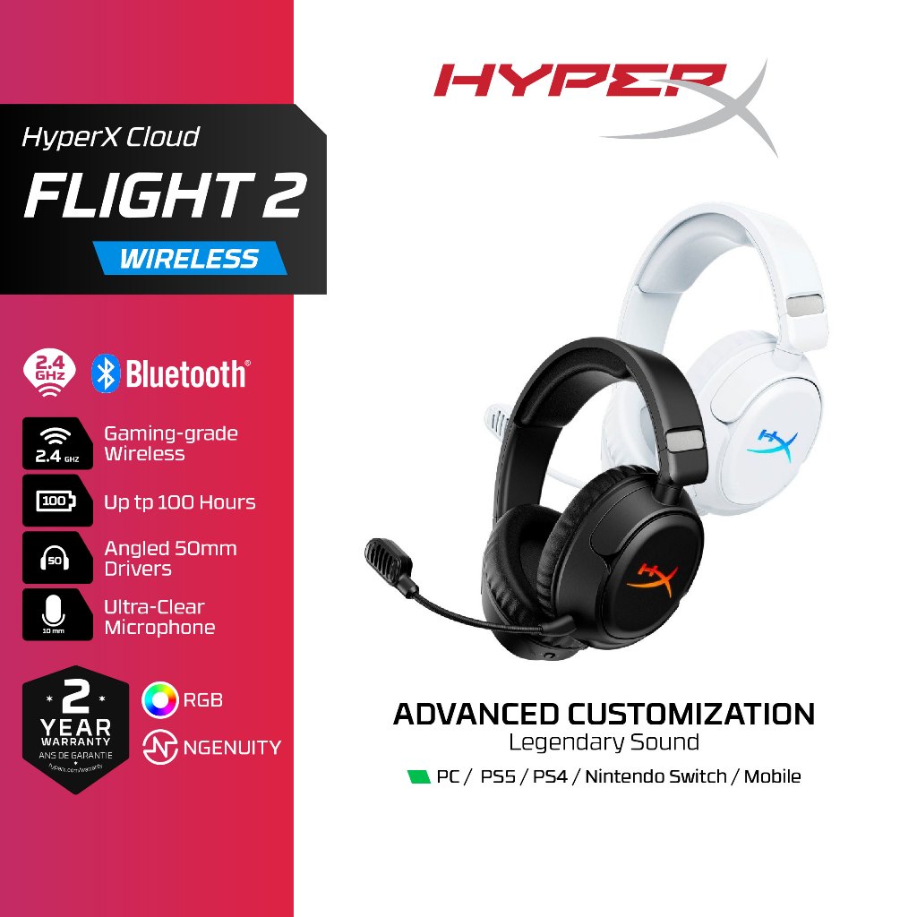 HyperX Cloud Flight 2 Gaming Headset หูฟัง หูฟังไร้สาย หูฟังเกมมิ่ง