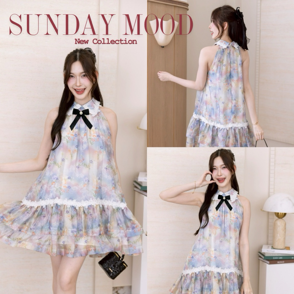 🌸 SUNDAY MOOD DRESS 🌸 (TYL141) เดรสทรงโอเวอร์ไซด์ พริ้วตัวสวยงาม