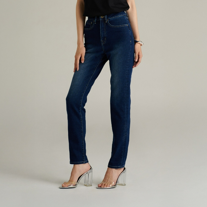 Mc JEANS กางเกงยีนส์ผู้หญิง ทรงสลิม (Slim) เอวกลาง สียีนส์ฟอกเข้ม MFSP253