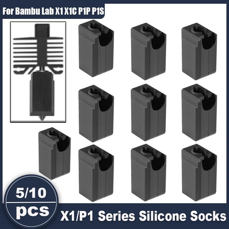5/10pcs X1/P1 Silicone Sock for Bambu Lab X1 X1C P1P P1S Extruder Hotend Block Silicone Cover, 3D Pr