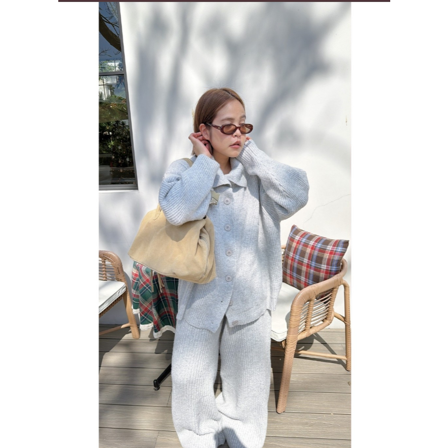AMCORNER🤍🤍Knitted basic set🤍🤍 ผ้าทอเนื้อนุ่ม ผ้านิ่ม ใส่สบาย ไม่คัน ชุดเซตผู้หญิง