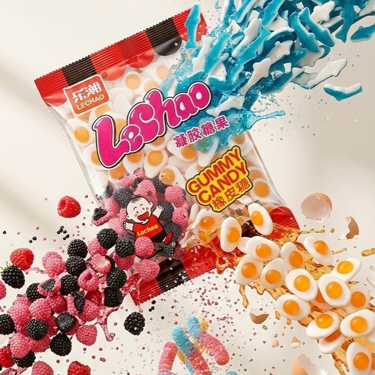 เยลลี่ Lechao (ไข่ดาว,ปลาฉลาม,ตัวหนอน,เม็ดเบอร์รี่,เส้นเกล็ด) 1Kg.