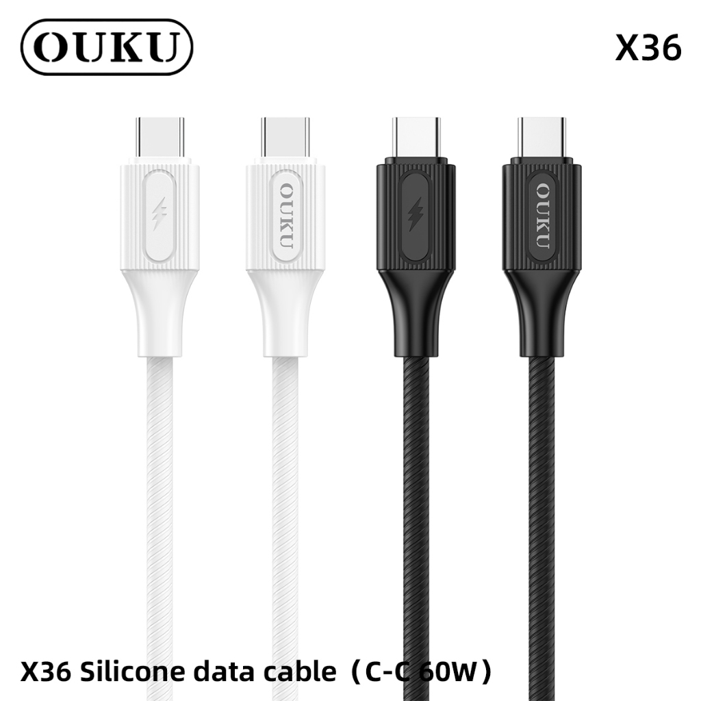 สายชาร์จ+ส่งข้อมูล Silicone Data Cable OUKU X36 ยาว 1 เมตร USB/Type-C to iOS/Type-C/Micro สายนุ่ม ทนทาน ทำงานเสถียร