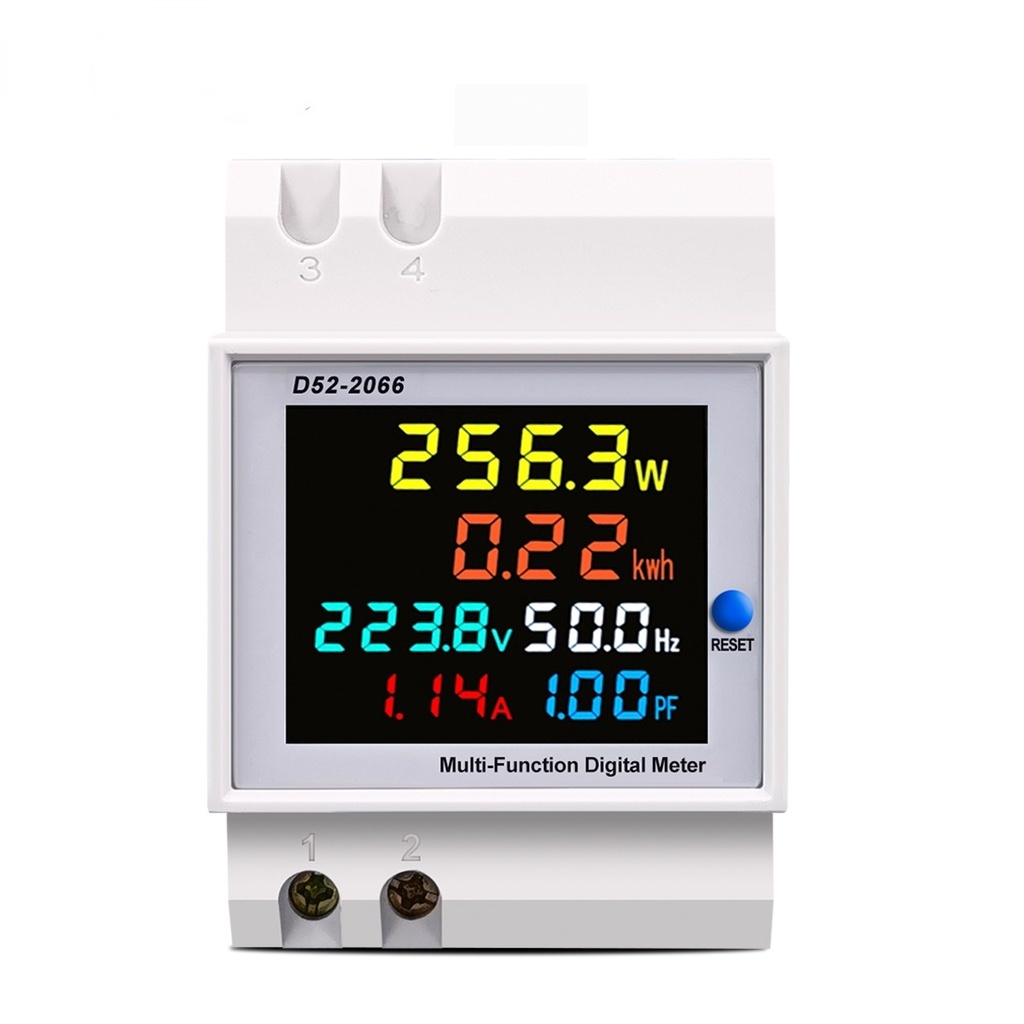 D52-2066 เครื่องวัดกระแสไฟฟ้า AC 110V 220V แรงดัน กระแส กำลังไฟฟ้า กิโลวัตต์ชั่วโมง พลังงานไฟฟ้า ความถี่ โวลต์-แอมแปร์