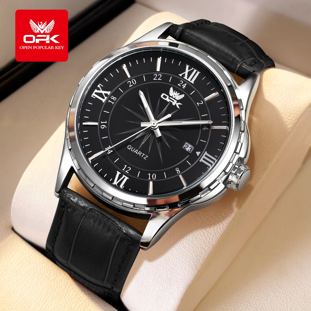 OPK นาฬิกา ผู้ชาย แฟชั่น watch 100% แท้ กันน้ำ หนัง สายนาฬิกา ควอตซ์
