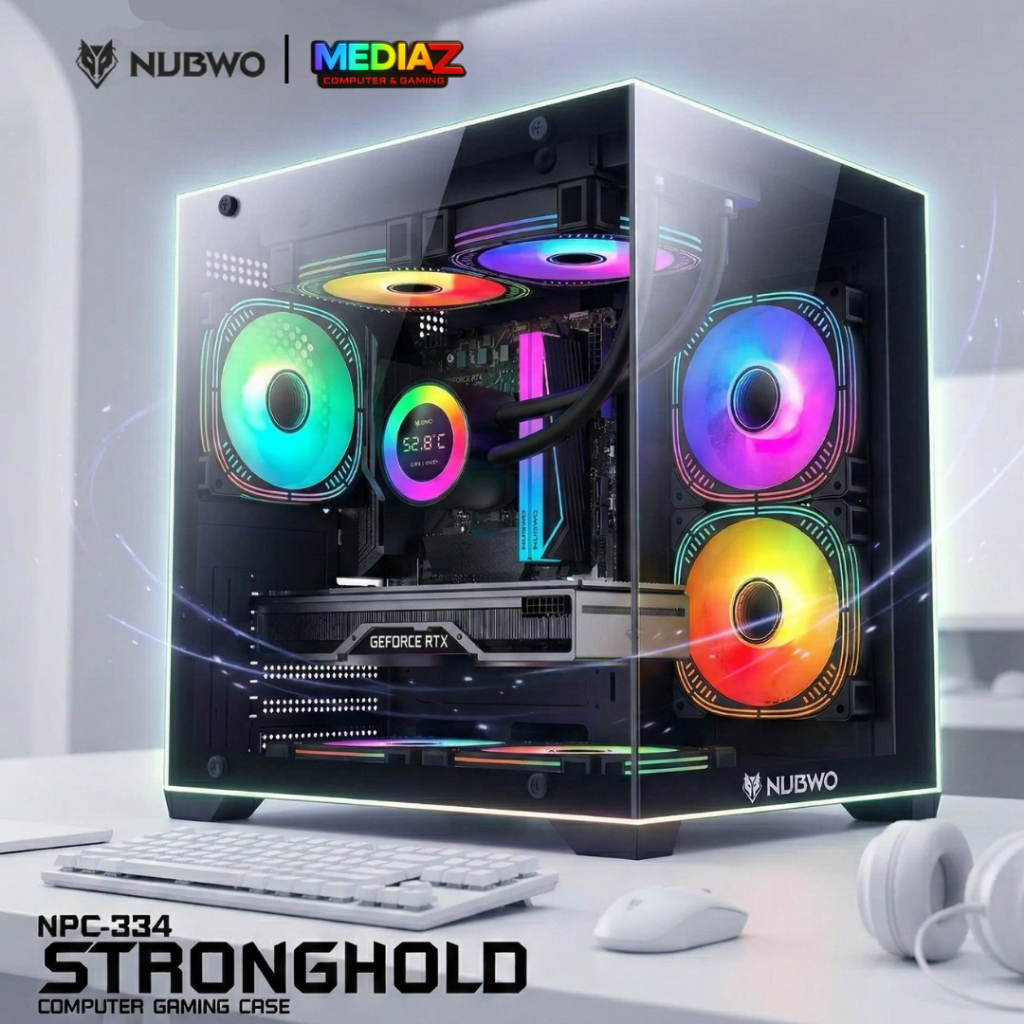 ส่งทันที เคส mATX แบรนดัง ทรงตู้ปลา รับการ์ดจอ3พัดลม325มม ประกันศูนย์ไทย Media Z Case NUBWO NPC-334