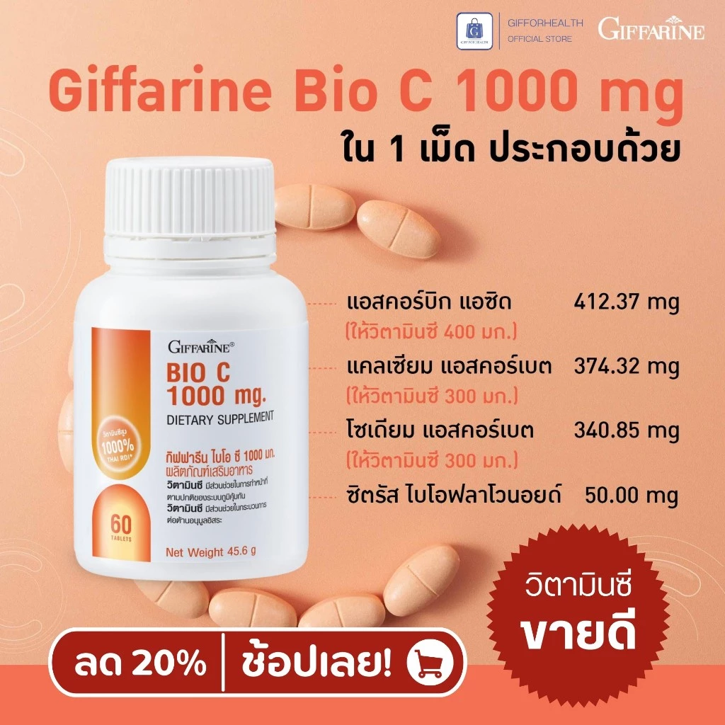 วิตามินซี ผิวขาว วิตามินผิว วิตามินผิวขาว วิตามินซี 1000 mg กิฟฟารีน vitamin c วิตามินบำรุงผิว ผิวใส thumbnail 5