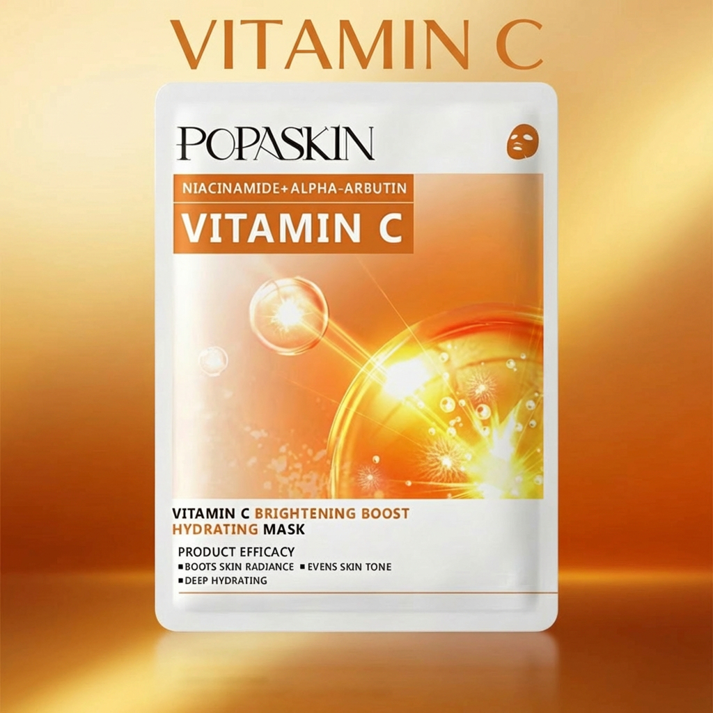 POPASKIN Vitamin C Brightening Boost Hydrating Mask มาสก์ไวท์เทนนิ่ง เติมความชุ่มชื้น เพิ่มความกระจ่างใส 25ML