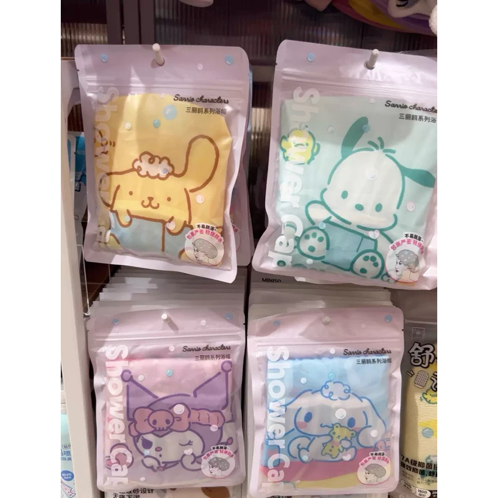🎀พร้อมส่ง หมวกคลุมผมอาบน้ำ หนา 2 ชั้น Sanrio x Miniso ลิขสิทธิ์แท้💯