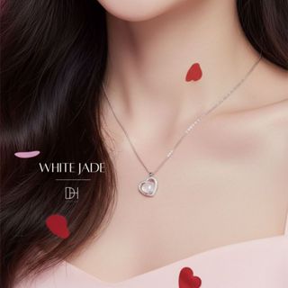 DH สร้อยเพชร White Jade สร้อยคอเงินแท้ สร้อยคอเพชร สร้อยคอผู…