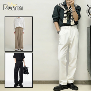 🔆ManDenim🔆 กางเกงสูทชาย ดีไซน์ย้อนยุคสไตล์ญี่ปุ่น ทรงหลวม ขา…