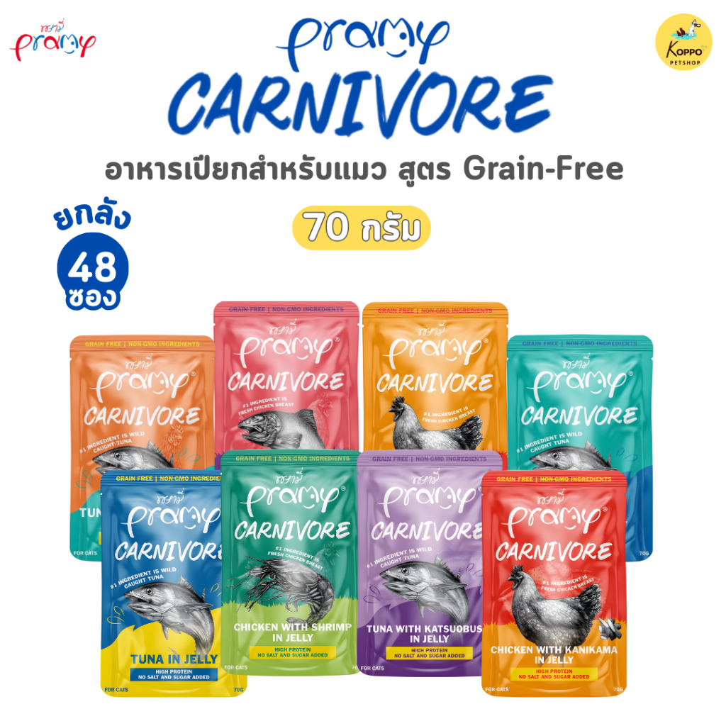 Pramy Carnivore อาหารเปียกแมวโปรตีนสูง: รีวิวคุณค่า โภชนาการที่ใช่สำหรับน้องแมว