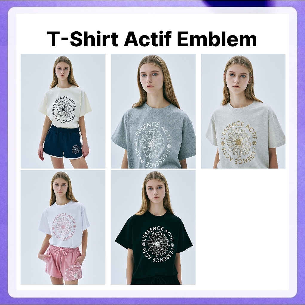 Mardi Mercredi T-Shirt Actif Emblem (Cream Navy, Oatmeal Beige, Melange Grey Ivory, Black Ivory, White Pink)