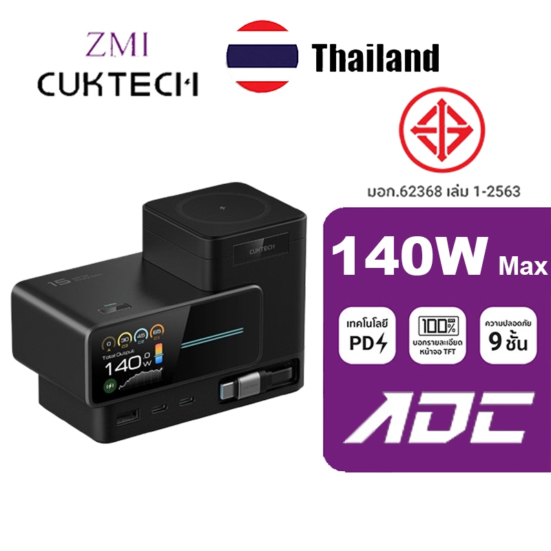 CUKTECH GaN 140W สถานีไฟฟ้าซุปเปอร์ 140W เครื่องชาร์จเดสก์ท็อปมัลติฟังก์ชั่น 6 ใน 1