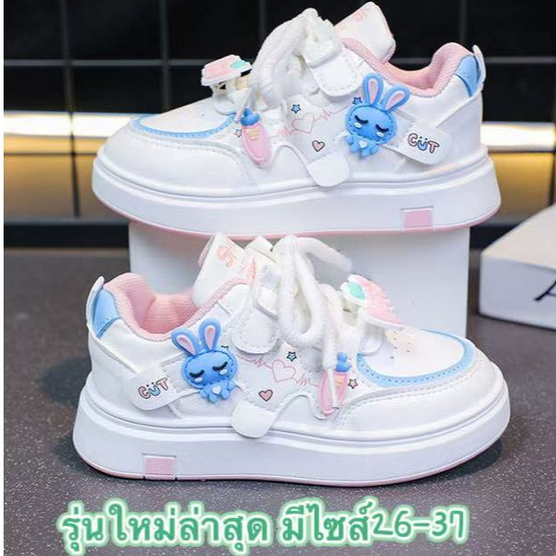 รุ่นใหม่ !!{มีไซส์26-37}รองเท้าผ้าใบเด็กผู้หญิง งานเบาหนังนิ่มสบาย ระบายอากาศดี  พื้นกันลื่น พร้อมส่ง A767
