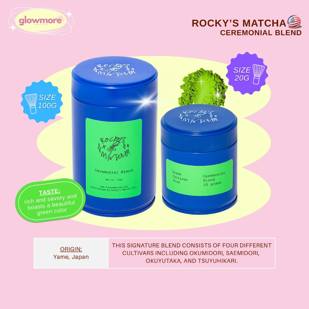 [พร้อมส่ง] Rocky's Matcha - Ceremonial Blend 20g | กระปุกน้ำเงินเขียว ตัวดัง
