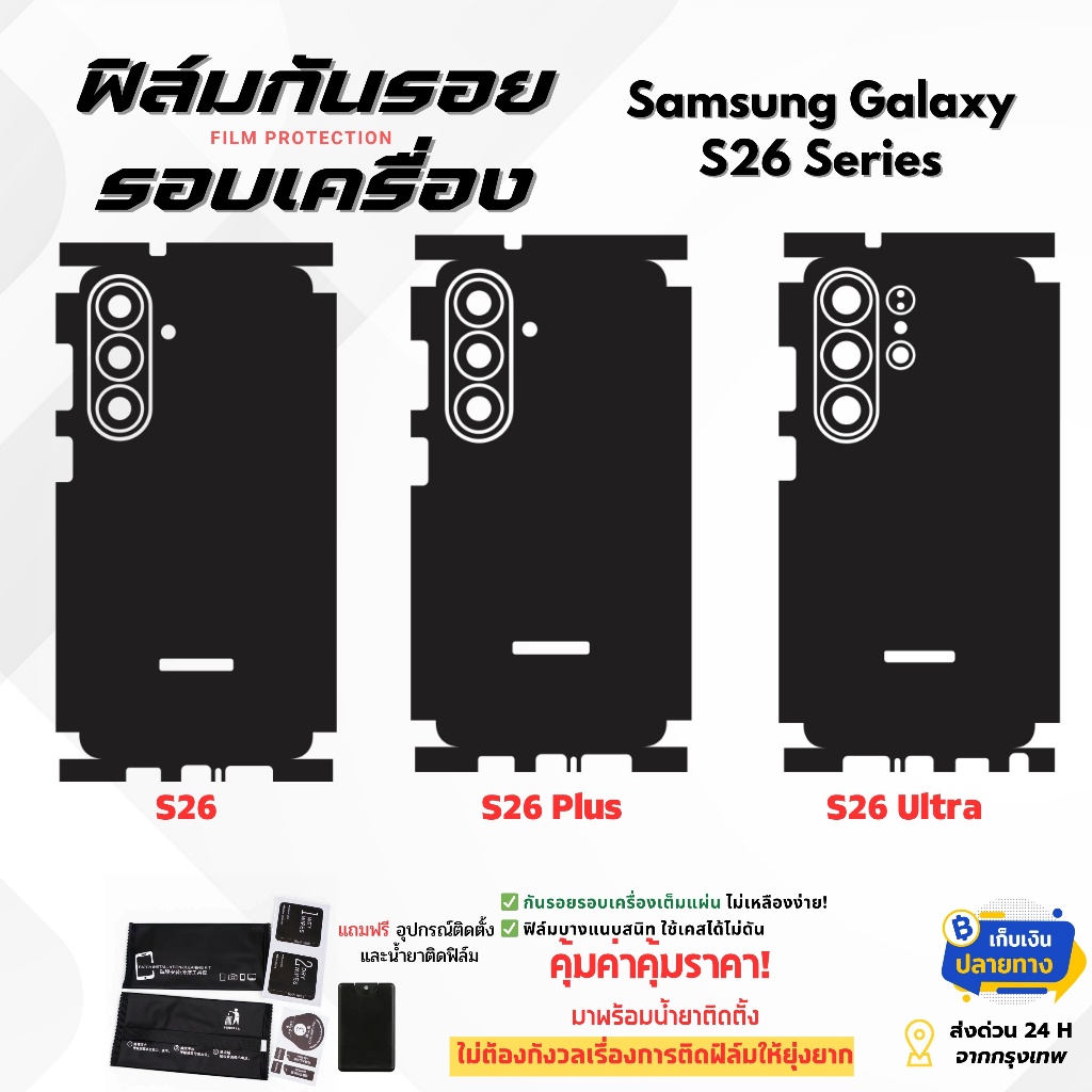 1แถม1 ฟิล์มกันรอยรอบเครื่อง Redmi Note 15 Pro Plus ด้านหลังและขอบข้าง (แบบรวมชิ้นเดียว) – บางเนียนสนิท ไร้รอยต่อ