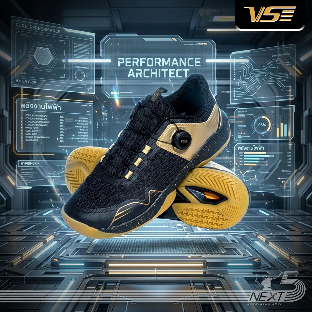 VS รองเท้ากีฬาแบดมินตัน รุ่น VS 178 สีใหม่ สีดำทอง