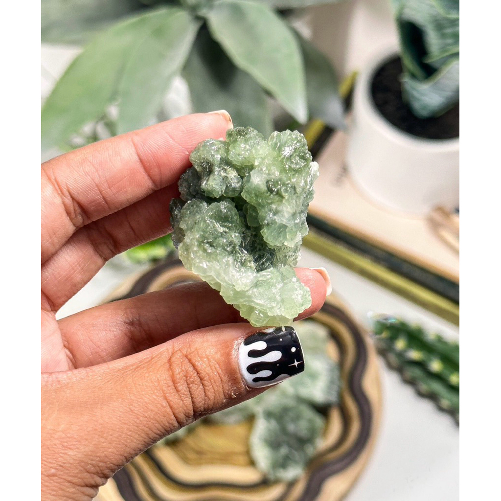 Raw Prehnite with Epidote Cluster: Moroccan Crystal for Intuition