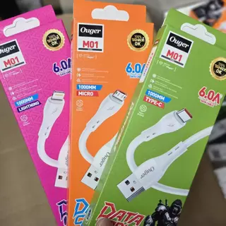 Ouger M01 สายชาร์จโทรศัพท์มือถือ 6A สำหรับ Micro USB/Type-C/IOS สายแข็งแรงใช้ได้นาน ราคาถูก พร้อมส่ง