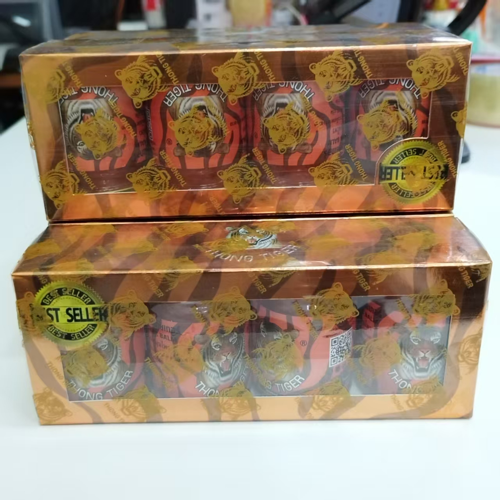 THONG TIGER BALM ยาหม่องทองไทเกอร์ สูตร ร้อน 50กรัม ปวด เมื่อย ( 50g.×4ขวด)*2แพ็ค แมลงกัด