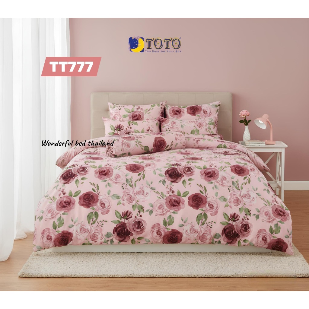 TOTO TT777 ลายดอกไม้ ชุดเครื่องนอน ยี่ห้อโตโตแท้100%