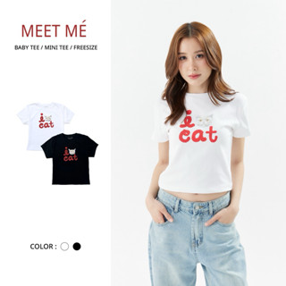 MEET ME - Top 0029 I ลาย I LOVE CAT เสื้อครอป