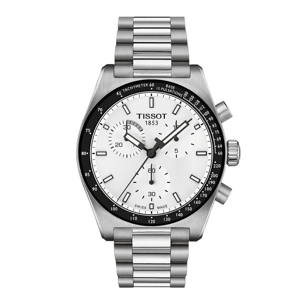 Tissot PR516 Chronograph 40 mm. ทิสโซต์ พีอาร์516 โครโนกราฟ 40 มม.  T1494171101100 สีขาว เทา นาฬิกาผ
