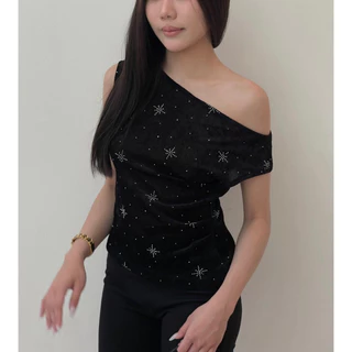 LE DOS - Chéri Top เสื้อเปิดไหล่ผ้ากำมะหยี่