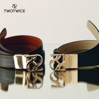 Twotwice - Flip Buckle Belt - เข็มขัดหนังแท้ ใส่ได้สองด้าน