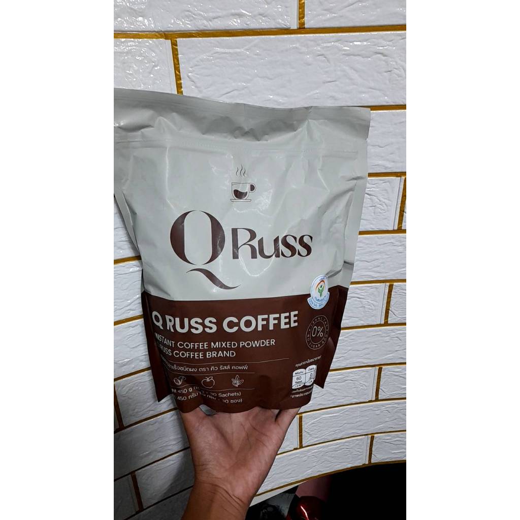 QRuss Coffee ปรุงสำเร็จชนิดผง ตรา คิว รัสส์ คอฟฟี่ 1 ห่อ 30 ซอง